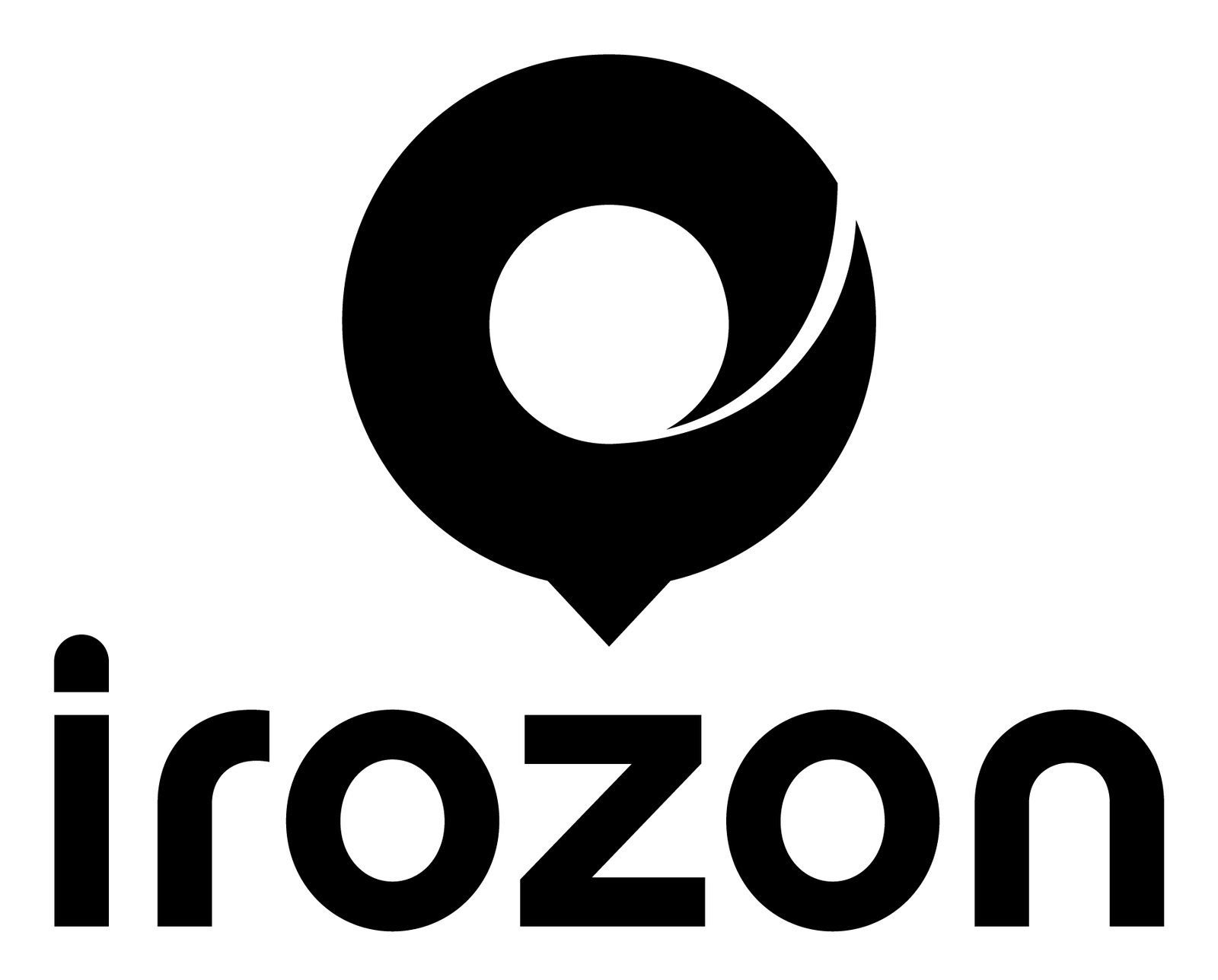 Irozon logo, stacked icon over wordmark, solid Ink monochrome